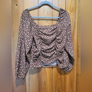 Liberty Floral Brown Ruched Blouse